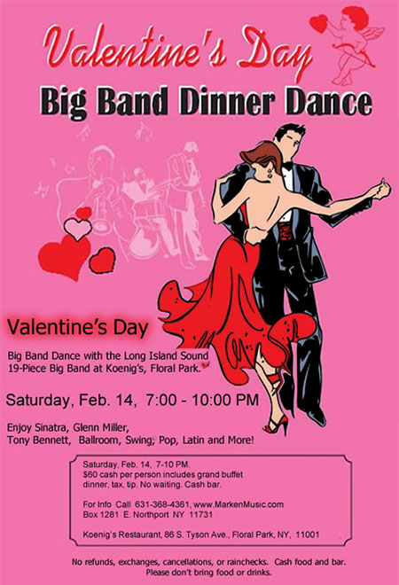 Valentines Day Big Band Dinner Dance Flyer